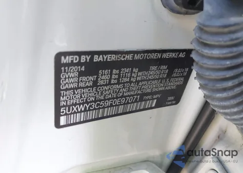 2015 BMW X3 xDrive28D from USA, damaged, VIN 5UXWY3C59F0E97071